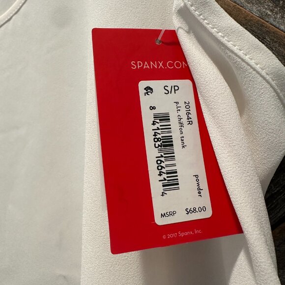 Spanx Perfect Length Top Large Chiffon Flowy Sleeveless Tank Powder White - Picture 5 of 5